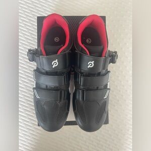 Peloton Black Cycling Shoes with Red Cleats 39 Pre-Owned